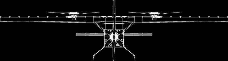 Front view line drawing of the drone.